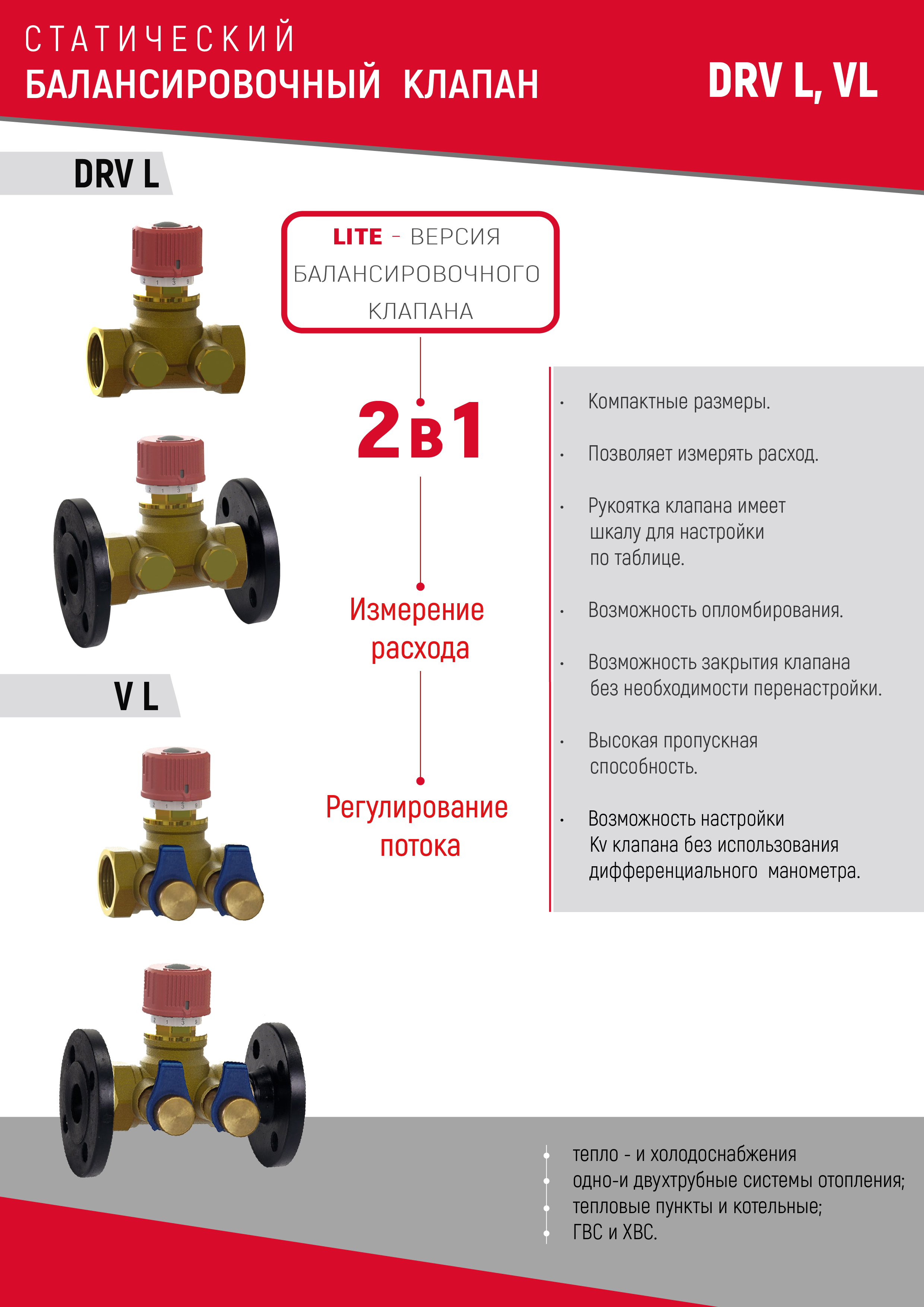 Балансировочный клапан DRV L и V L 